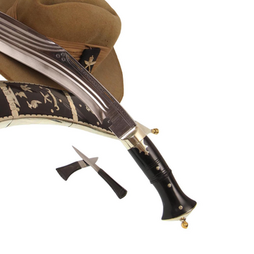 Nepalese khukuri knife with wooden sheath and handle